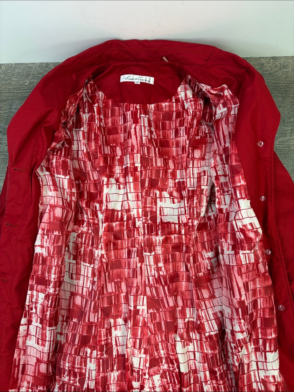 Kenneth Cole New York Red Belted Trench Coat Jacket Size M - Picture 7 of 13